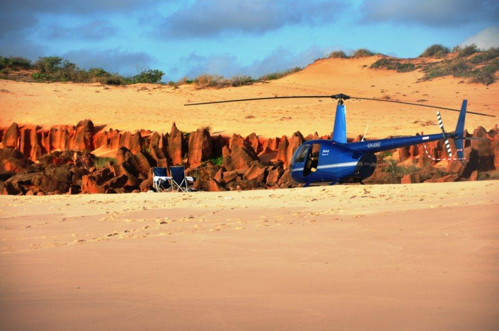 Chopper to a remote beach in broome